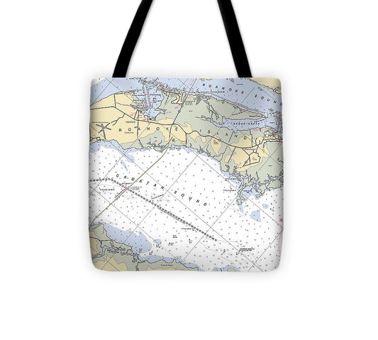 Roanoke Island North Carolina Nautical Chart Tote Bag