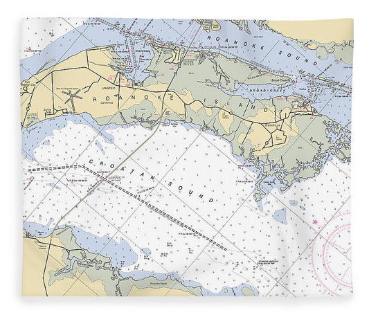 Roanoke Island North Carolina Nautical Chart Blanket
