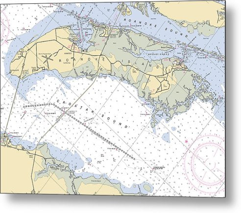 A beuatiful Metal Print of the Roanoke Island-North Carolina Nautical Chart - Metal Print by SeaKoast.  100% Guarenteed!