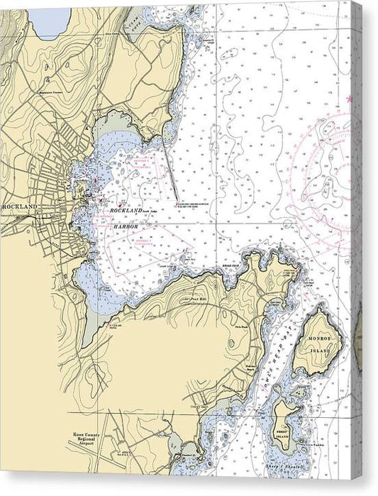 Rockland-Maine Nautical Chart Canvas Print