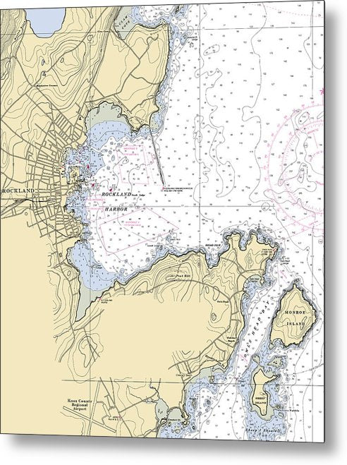 A beuatiful Metal Print of the Rockland-Maine Nautical Chart - Metal Print by SeaKoast.  100% Guarenteed!