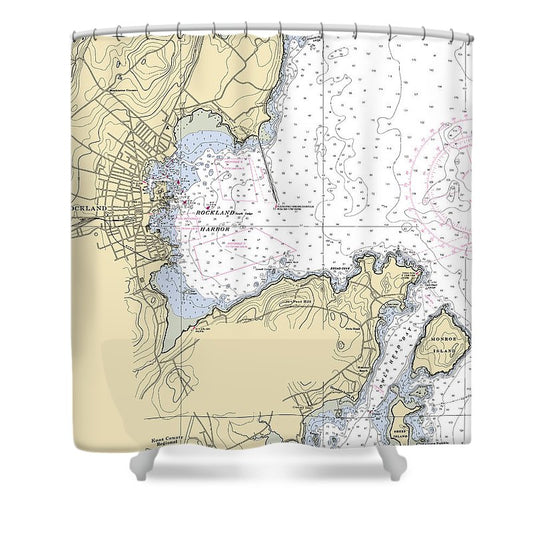 Rockland Maine Nautical Chart Shower Curtain