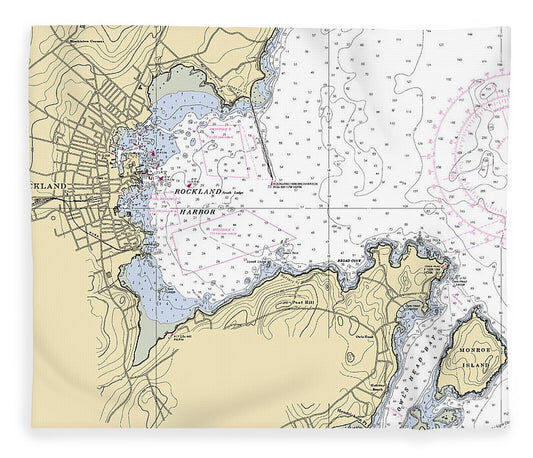 Rockland Maine Nautical Chart Blanket