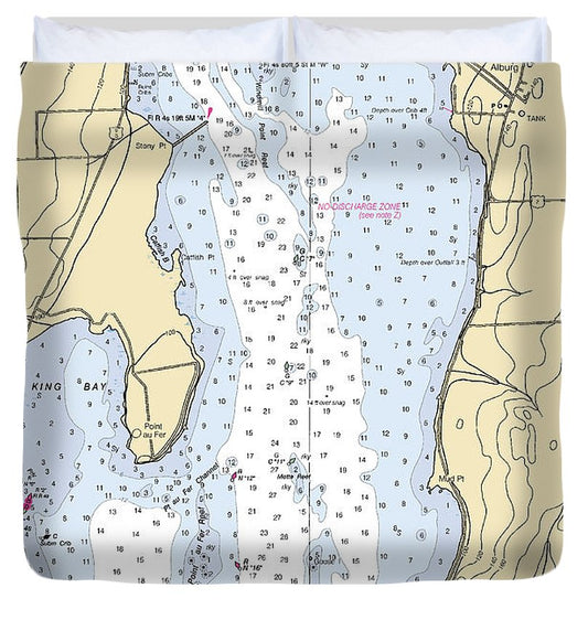 Rouses Point Lake Champlain  Nautical Chart Duvet Cover