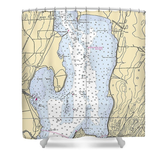Rouses Point Lake Champlain  Nautical Chart Shower Curtain