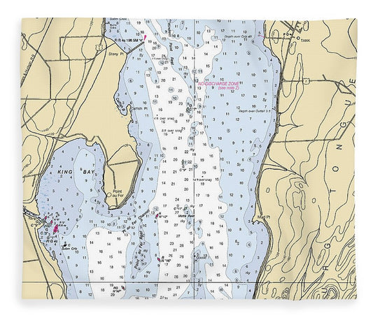 Rouses Point Lake Champlain  Nautical Chart Blanket