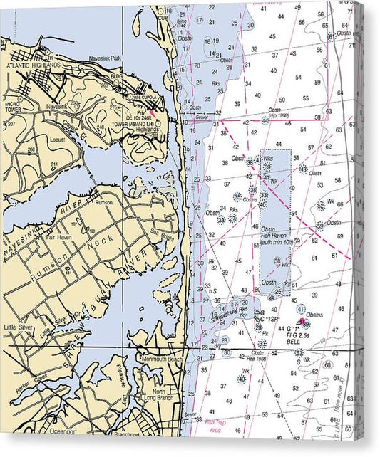 Rumson Neck-New Jersey Nautical Chart Canvas Print