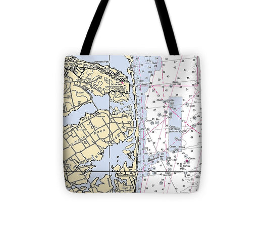 Rumson Neck New Jersey Nautical Chart Tote Bag