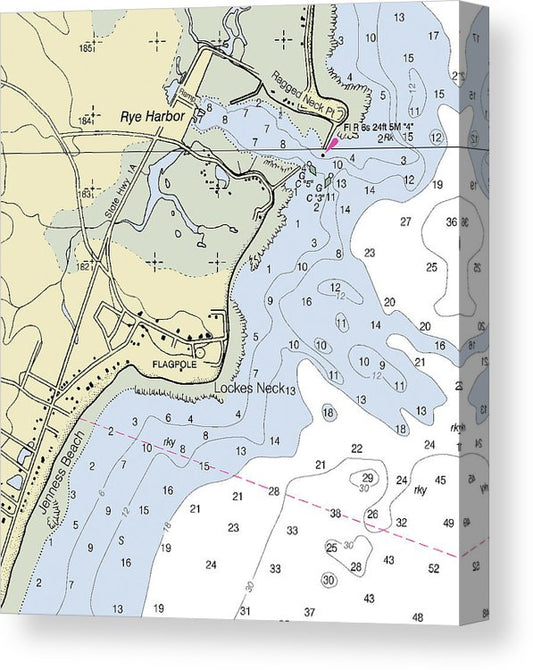 Rye Harbor New Hampshire Nautical Chart Canvas Print