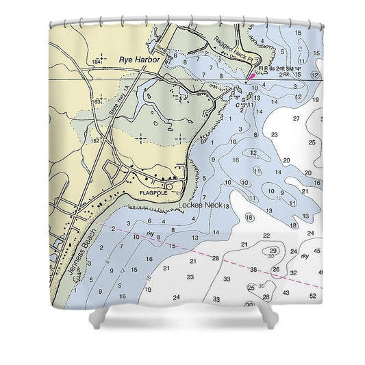 Rye Harbor New Hampshire Nautical Chart Shower Curtain