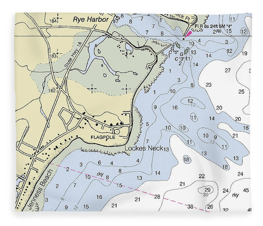 Rye Harbor New Hampshire Nautical Chart Blanket