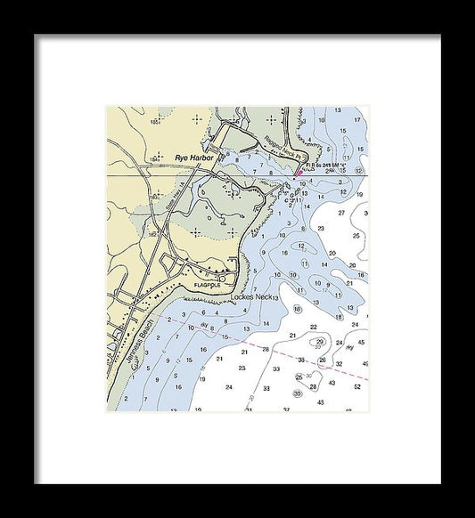 Rye Harbor New Hampshire Nautical Chart - Framed Print
