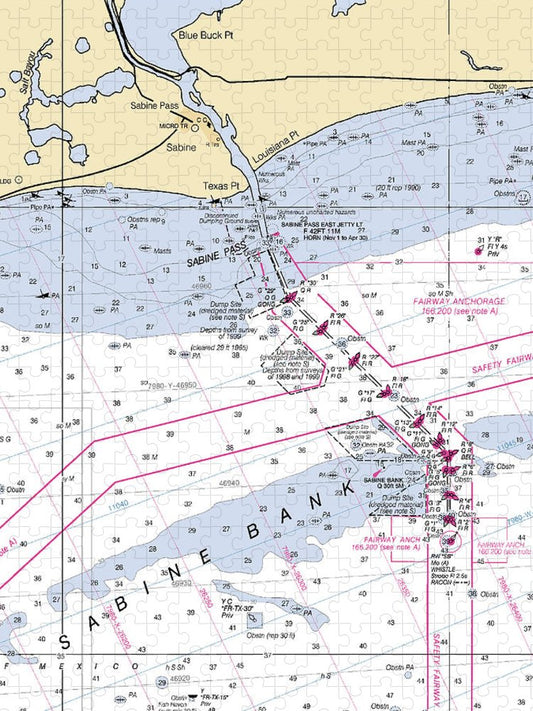 Sabine Pass Texas Nautical Chart Puzzle