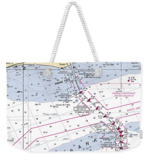 Sabine Pass-texas Nautical Chart - Weekender Tote Bag
