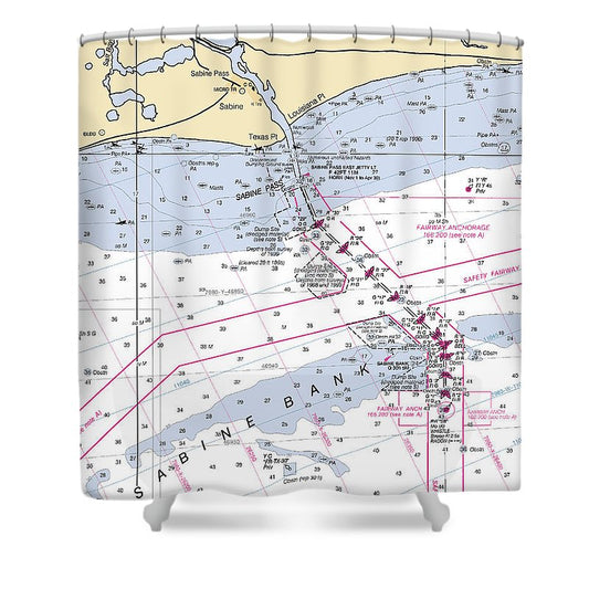 Sabine Pass Texas Nautical Chart Shower Curtain
