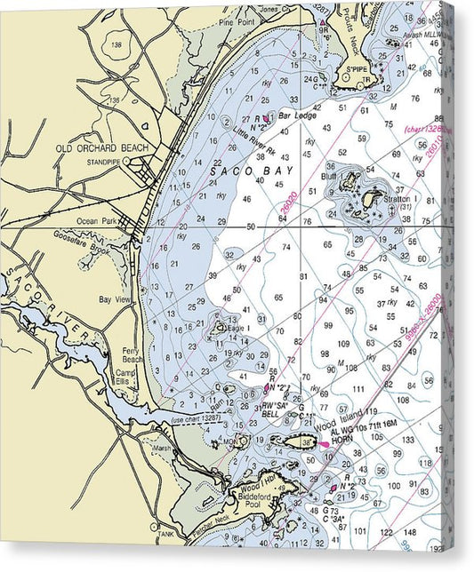 Saco Bay Maine Nautical Chart Canvas Print