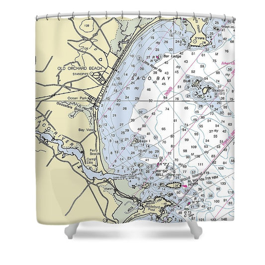 Saco Bay Maine Nautical Chart Shower Curtain
