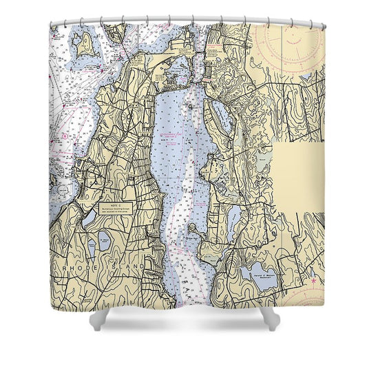 Sakonnet River  Rhode Island Nautical Chart _V2 Shower Curtain