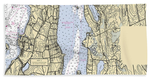 Sakonnet River -rhode Island Nautical Chart _v2 - Bath Towel