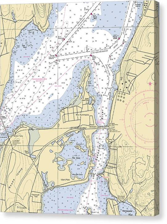 Sakonnet River & Tiverton-Rhode Island Nautical Chart Canvas Print