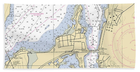 Sakonnet River & Tiverton-rhode Island Nautical Chart - Beach Towel