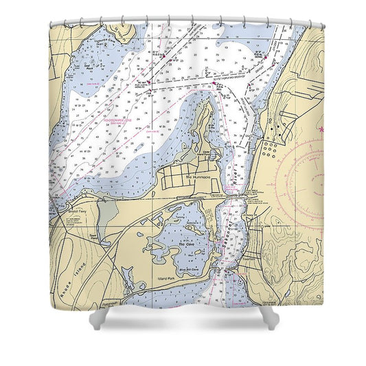 Sakonnet River & Tiverton Rhode Island Nautical Chart Shower Curtain