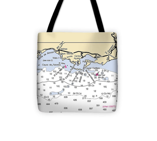 Salinas Puerto Rico Nautical Chart Tote Bag