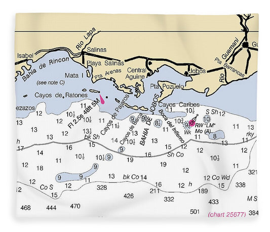 Salinas Puerto Rico Nautical Chart Blanket