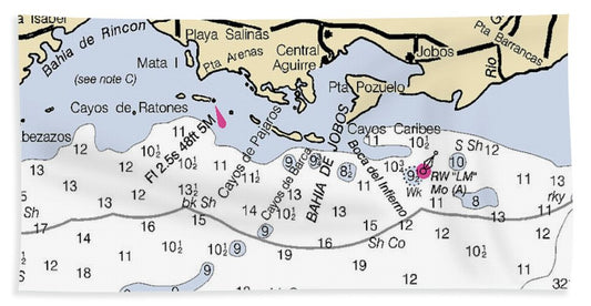 Salinas-puerto Rico Nautical Chart - Beach Towel