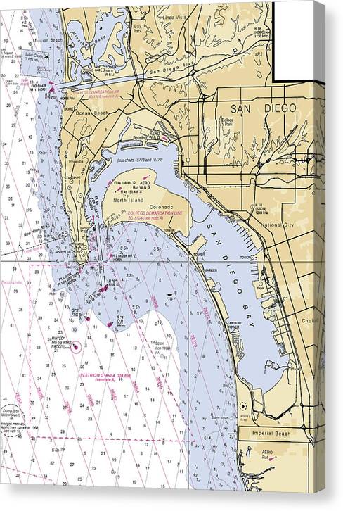 San-Diego -California Nautical Chart _V6 Canvas Print