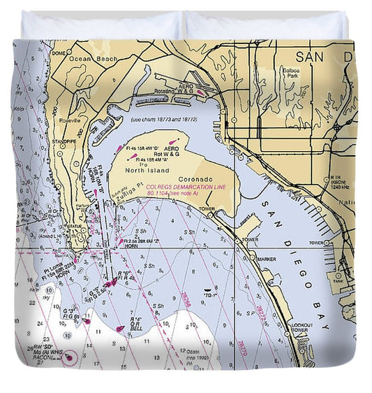 San Diego  California Nautical Chart _V6 Duvet Cover