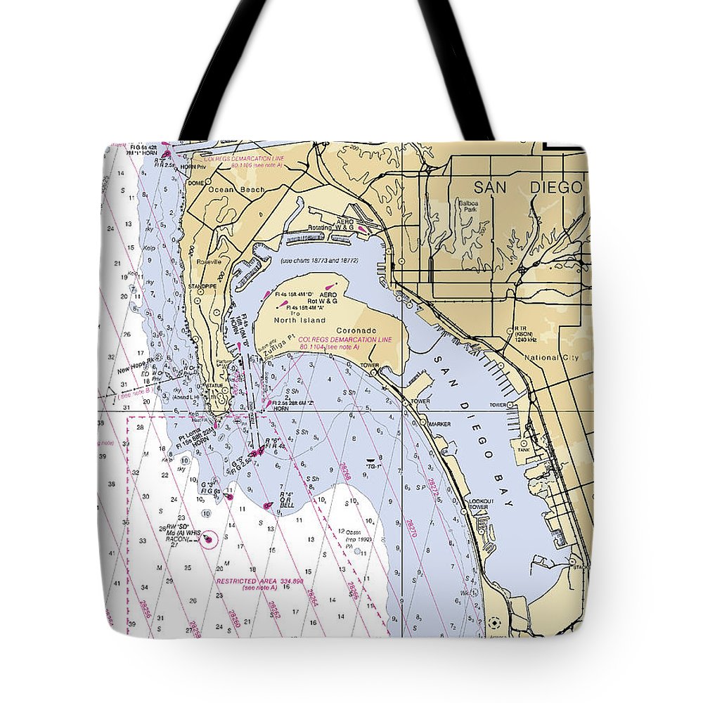 San-diego -california Nautical Chart _v6 - Tote Bag