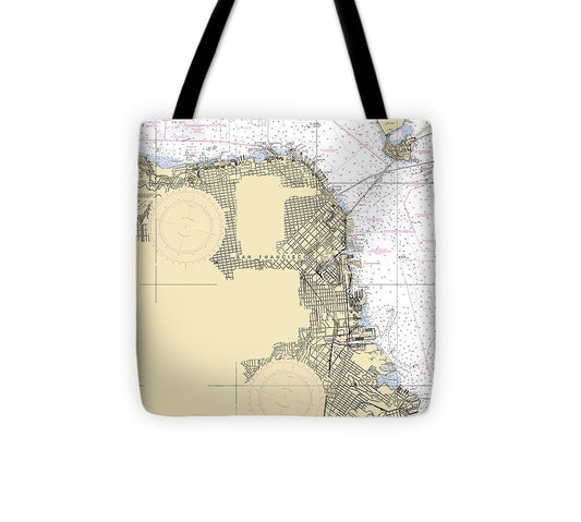 San Francisco  California Nautical Chart _V6 Tote Bag