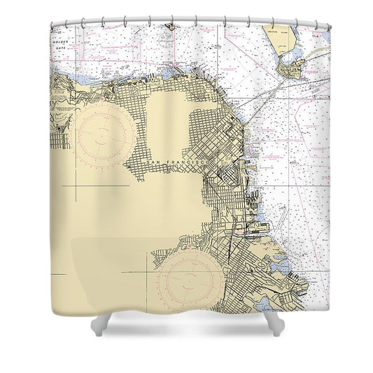 San Francisco  California Nautical Chart _V6 Shower Curtain