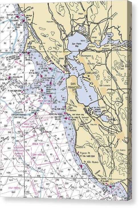 San-Francisco-Harbor -California Nautical Chart _V6 Canvas Print