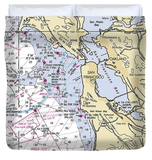 San Francisco Harbor  California Nautical Chart _V6 Duvet Cover