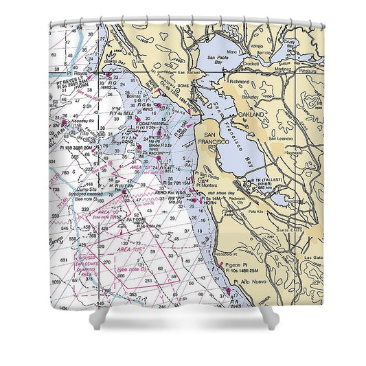 San Francisco Harbor  California Nautical Chart _V6 Shower Curtain