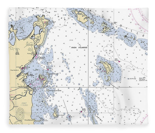San Juan Passage Puerto Rico Nautical Chart Blanket