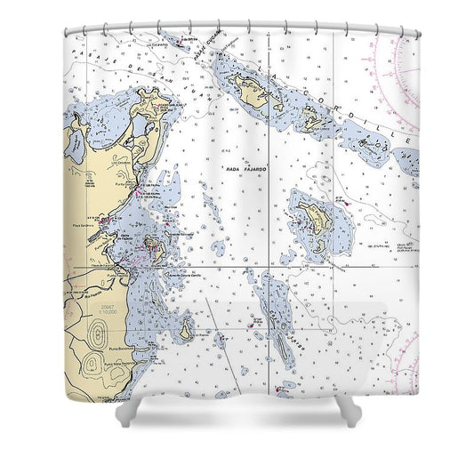 San Juan Passage Puerto Rico Nautical Chart Shower Curtain