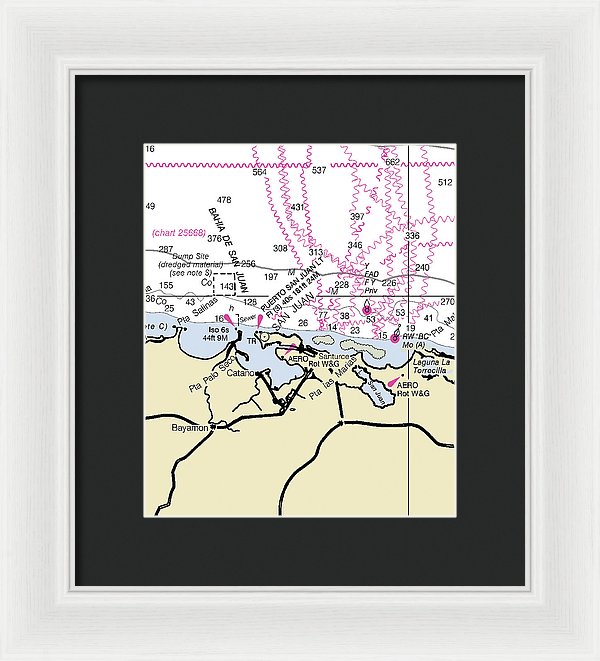 San Juan Puerto Rico Nautical Chart - Framed Print 8.375" x 10.000" Framed Nautical Chart Print by SeaKoast.