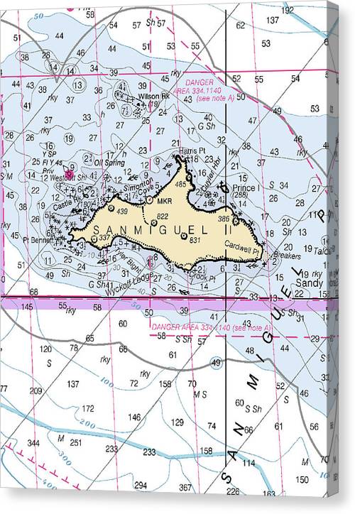 San Miguel Island-California Nautical Chart Canvas Print