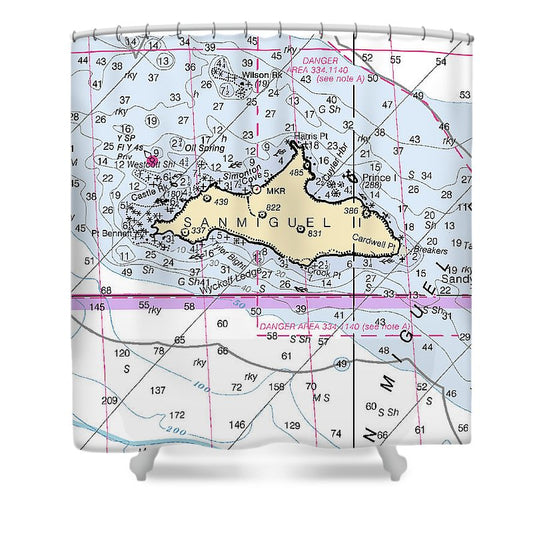 San Miguel Island California Nautical Chart Shower Curtain