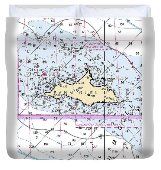 San Miguel Island California Nautical Chart Duvet Cover