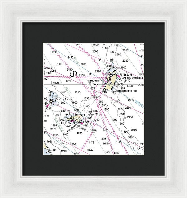 San Salvador Bahamas Nautical Chart - Framed Print 9.000" x 10.000" Framed Nautical Chart Print by SeaKoast.
