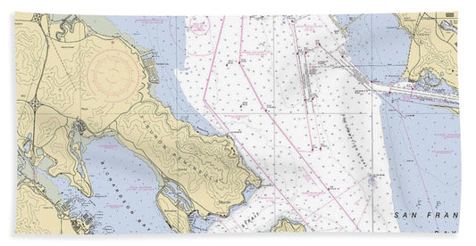 Sant Monica Bay -california Nautical Chart _v6 - Bath Towel