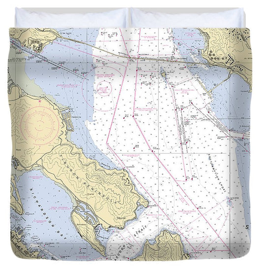 Sant Monica Bay  California Nautical Chart _V6 Duvet Cover