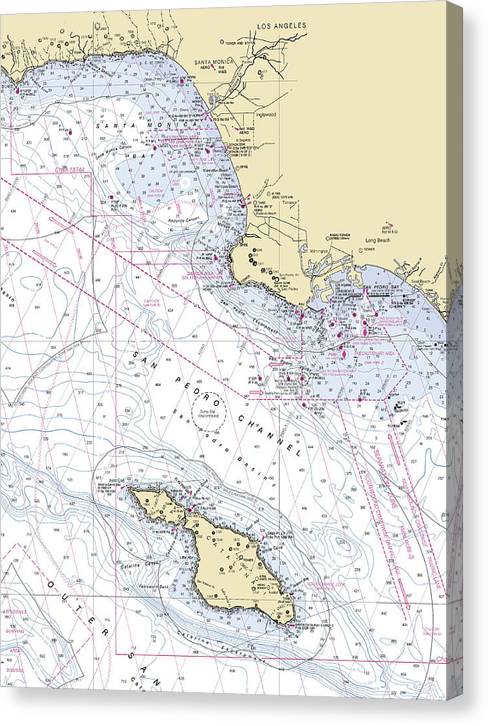 Santa-Monica-Catalina -California Nautical Chart _V6 Canvas Print