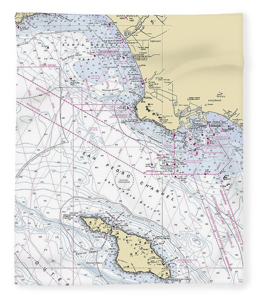 Santa Monica Catalina  California Nautical Chart _V6 Blanket