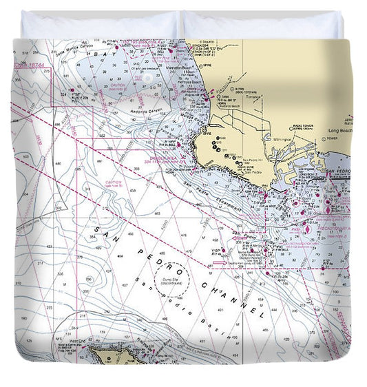 Santa Monica Catalina  California Nautical Chart _V6 Duvet Cover