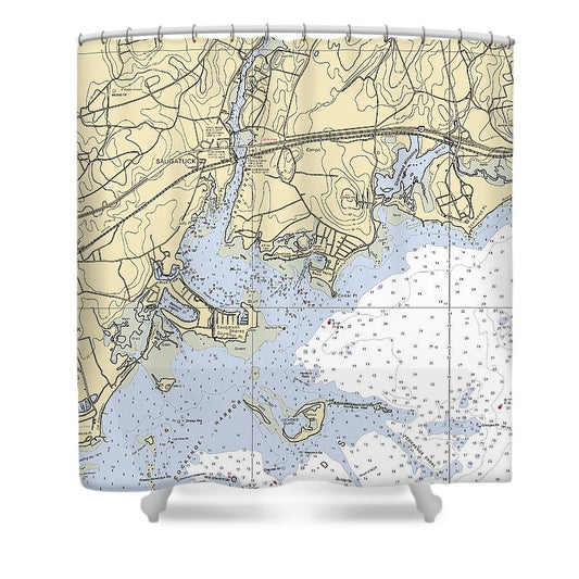 Saugatuck Connecticut Nautical Chart Shower Curtain